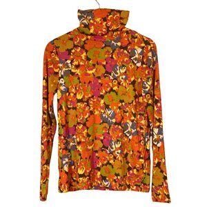 J.Crew Tissue Turtleneck – Sunset Floral Orange/Brown – SZ L